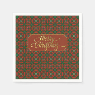 Guardanapo De Papel Luxury Vintage Dourado e Natal Vermelho