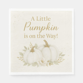 Guardanapo De Papel Luxury White & Gold Pumpkin Baby Shower Napkin