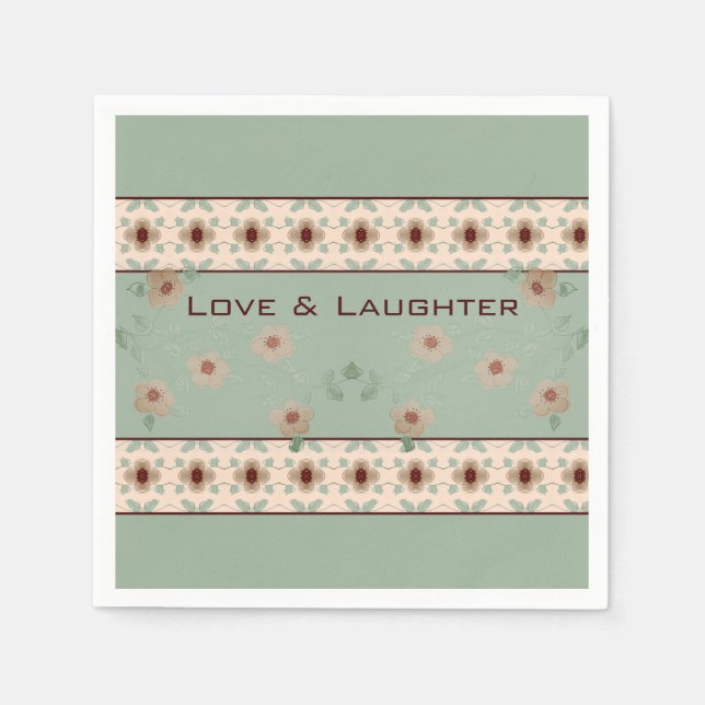 Guardanapo De Papel Luz Floral bonito Verde (Frente)