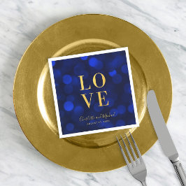 Guardanapo De Papel Luzes Bokeh Azul Safira Falso Amor Dourado