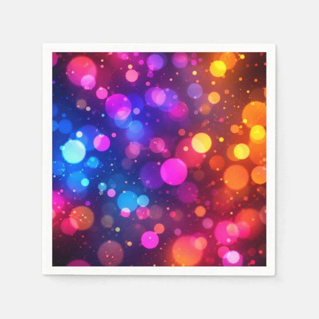 Guardanapo De Papel Luzes Bokeh Neon Abstratas (Frente)