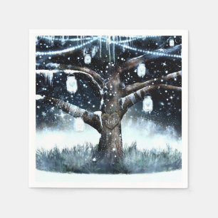 Guardanapo De Papel Luzes de árvore rústicas de inverno maravilhoso em