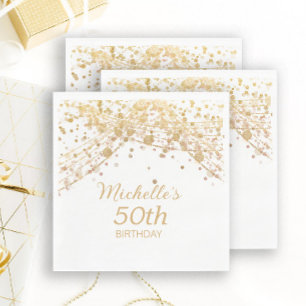 Guardanapo De Papel Luzes de Corda com Brilho em Ouro Branco para 50º