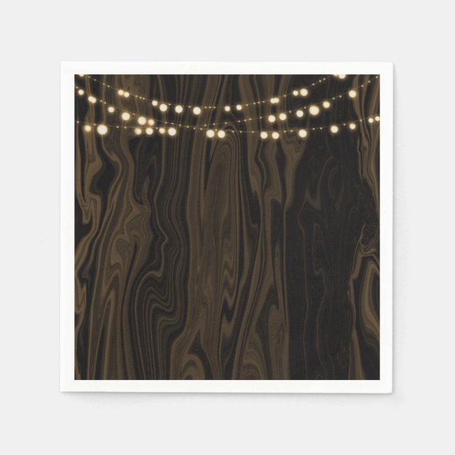 Guardanapo De Papel Luzes de Corda de Madeira Marrom Rústico Caprichos (Frente)