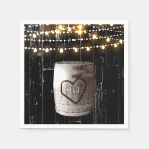 Guardanapo De Papel Luzes de Corda de Madeira Preta & Casamento Rústic