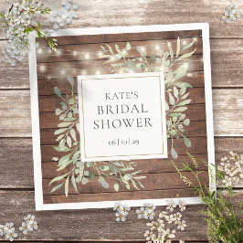 Guardanapo De Papel Luzes de Corda de Madeira Rústica com Verdor para 