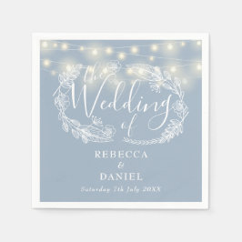 Guardanapo De Papel Luzes de Corda Floral Azul Poeirento Casamento