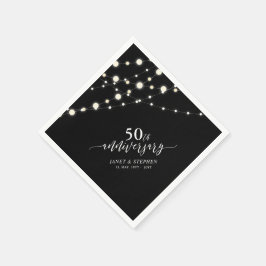 Guardanapo De Papel Luzes de Corda | Preto 50º Aniversário de Casament