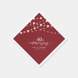 Guardanapo De Papel Luzes de Corda | Vermelho Rubi 40º Aniversário de 