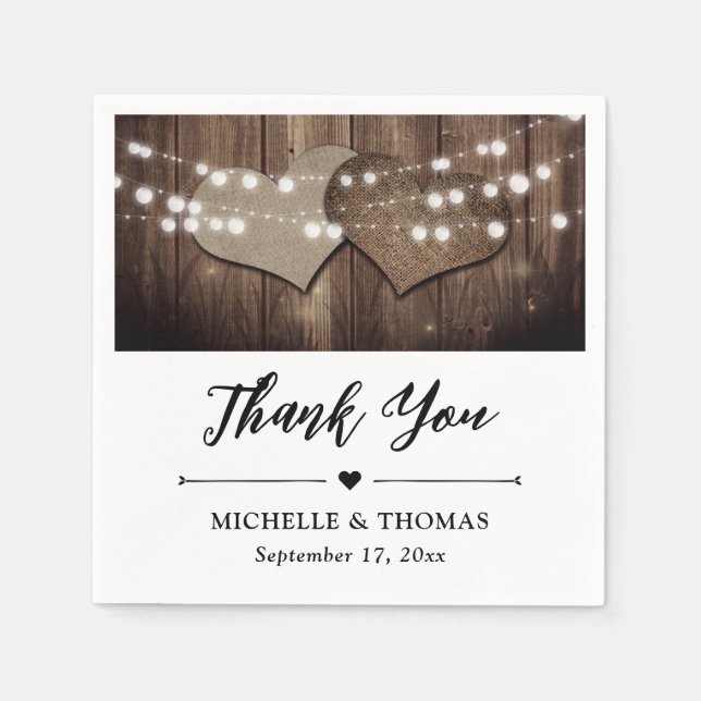 Guardanapo De Papel Luzes de Cordas de Madeira Rústica (Frente)