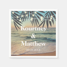 Guardanapo De Papel Luzes de Cordas de Praia de Casamento Personalizad