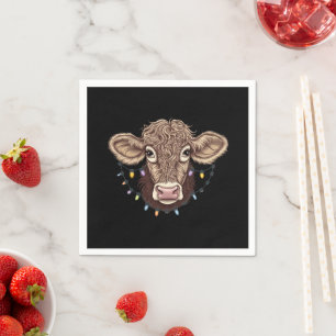 Guardanapo De Papel Luzes de Natal Amante de Vaca Fazenda Fazendeiro N