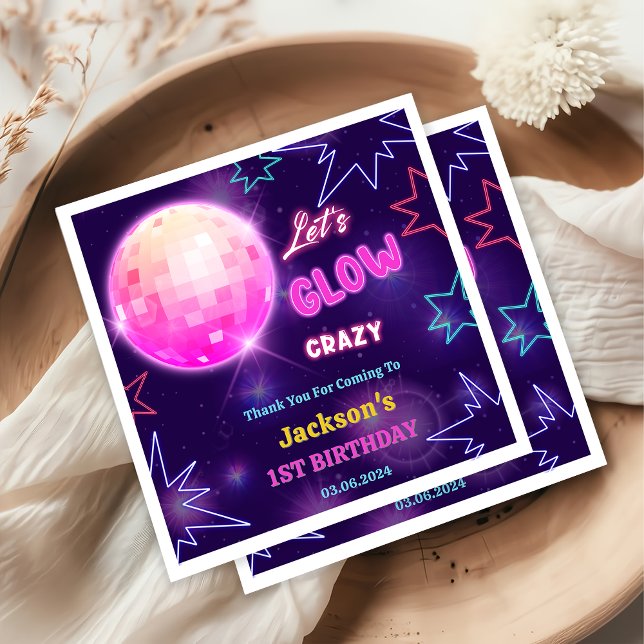 Guardanapo De Papel Luzes de Neon Brilhantes Obrigado Festa de anivers (Criador carregado)