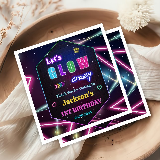 Guardanapo De Papel Luzes de Neon Brilhantes Obrigado Festa de anivers (Criador carregado)