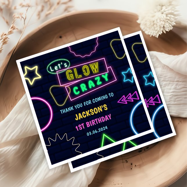 Guardanapo De Papel Luzes de Neon Brilhantes Obrigado Festa de anivers (Criador carregado)