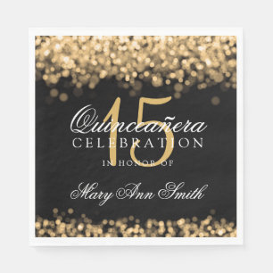 Guardanapo De Papel Luzes elegantes do ouro do partido de Quinceanera