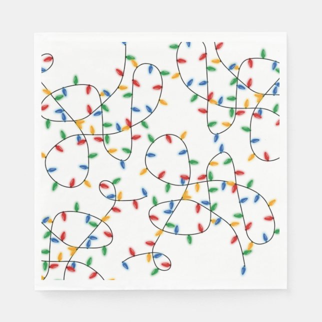 Guardanapo De Papel Luzes Festivas Festas de Natal Coloridas (Frente)