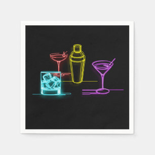 Guardanapo De Papel Luzes Neon Coloridas Coquetéis Aniversário de 21 A