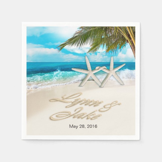 Guardanapo De Papel Lynn Starfish Casal PEÇA SEUS NOMES NA AREIA (Frente)