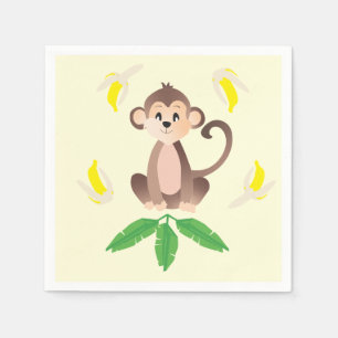 Guardanapo De Papel Macaco Com Animal Tropical Selva De Bananas