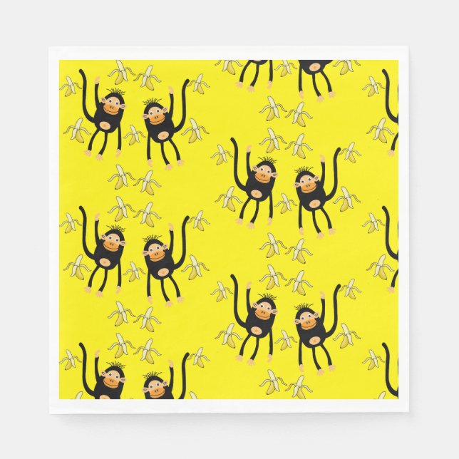 Guardanapo De Papel Macaco-Pequeno-Cachinho E Bananas (Frente)