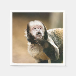 Guardanapo De Papel Macaco-prego de bebê malvado e pensativo