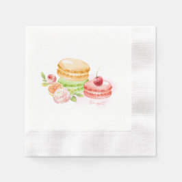 Guardanapo De Papel Macarões Aquarela Com Cereja Napkins