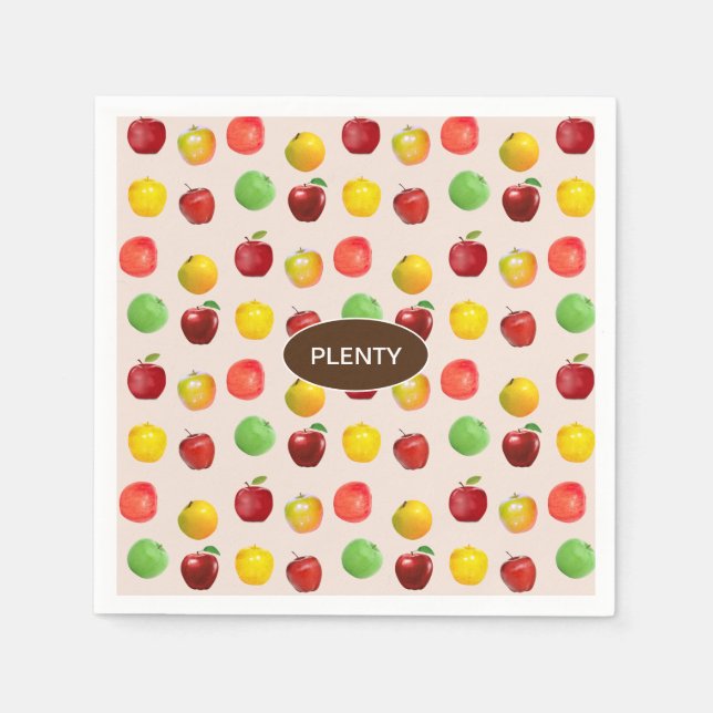 Guardanapo De Papel Maçãs Coloridas Frescas na Brigada Leve (Frente)