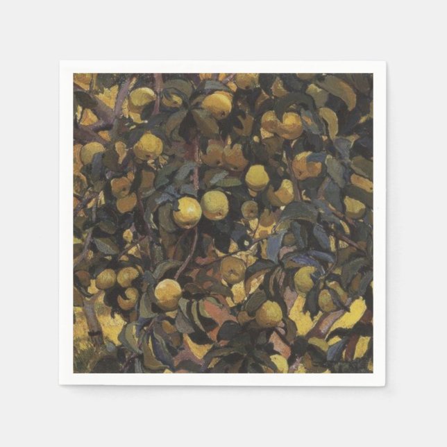 Guardanapo De Papel Maçãs nos ramos das árvores (por Serebriakova) (Frente)