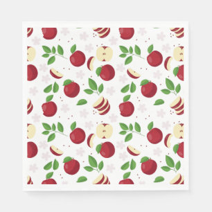 Guardanapo De Papel Maçãs Vermelhas, Blossomas e Padrão Verde