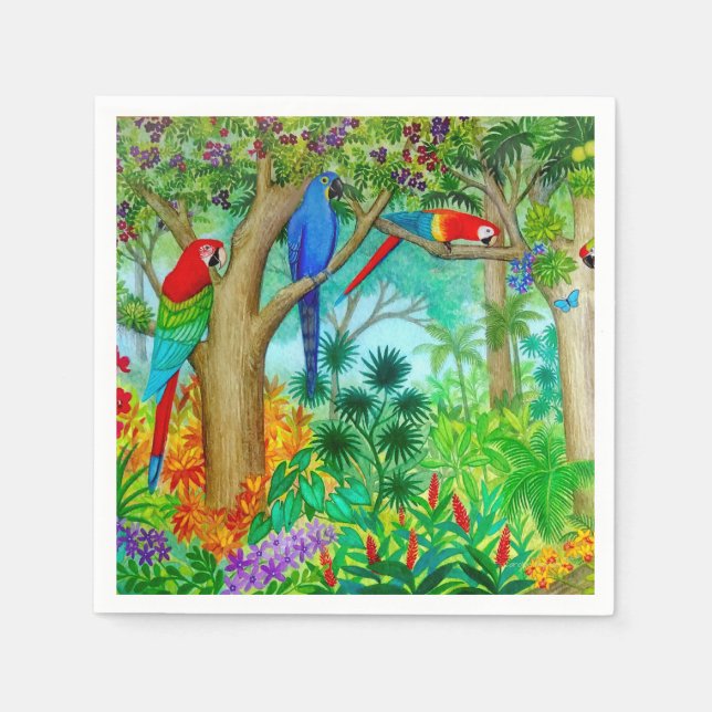 Guardanapo De Papel Macaw Parrot Art Jungle Paper Napkins (Frente)
