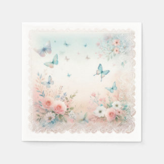 Guardanapo de papel, macio, aquarela, borboletas