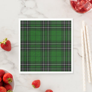 Guardanapo De Papel MacLean Tartan Verde e Xadrez Preta