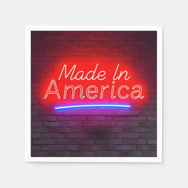 Guardanapo De Papel Made In America Neon Sign On Brick (Frente)