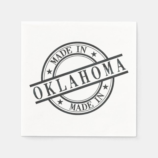 Guardanapo De Papel Made In Oklahoma Stamp Stamp Logo Símbolo Black (Frente)