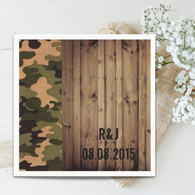 Guardanapo De Papel madeira de celeiro rústico do país ocidental Camo  (rustic barn wood western country Camo Wedding Napkins)