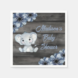 Guardanapo De Papel Madeira Florestal Rustic Blue Elephant Napkins