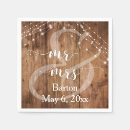 Guardanapo De Papel Madeira marrom rustica, Cordas leves brancas Sr & 