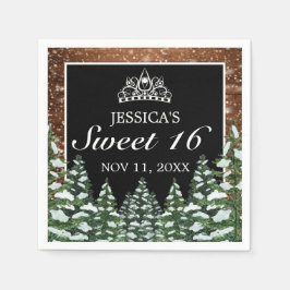 Guardanapo De Papel Madeira Negra e Floresta Pine Tiara Sweet 16