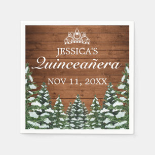 Guardanapo De Papel Madeira Neve e Floresta Pine Tiara Quinceañera
