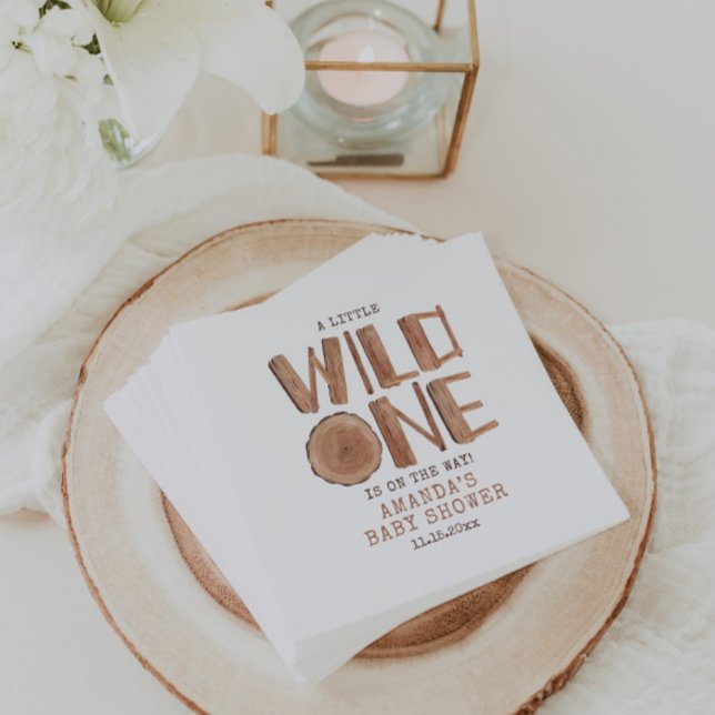 Guardanapo De Papel Madeira Rústica de Aquarela Um Chá de fraldas (Criador carregado)