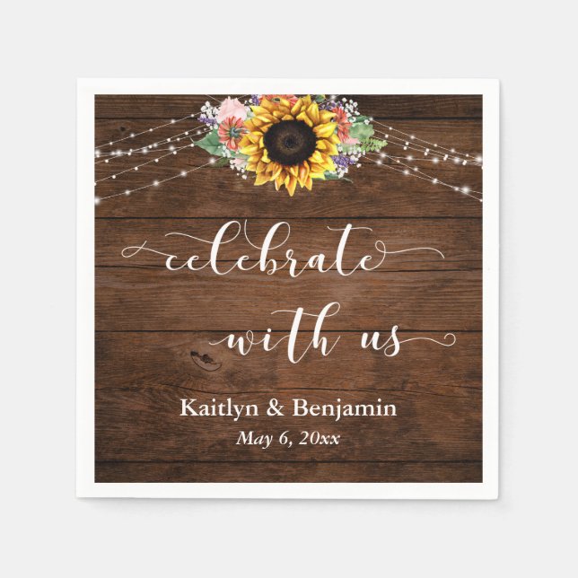 Guardanapo De Papel Madeiras Castanhas Luzes de Girassol Comemoram con (Frente)