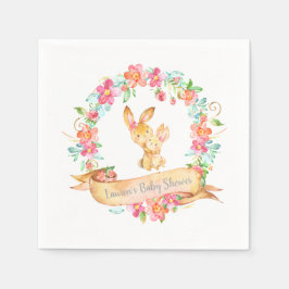 Guardanapo De Papel Mãe Bebê Bunny Floral Wreath Chá