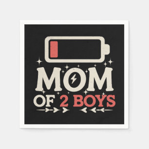 Guardanapo De Papel Mãe de 2 Meninos Bateria Baixa Funny Dia das Mães