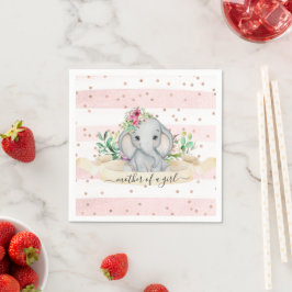 Guardanapo De Papel Mãe de Garota - Elefante Bebê e Flores