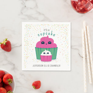 Guardanapo De Papel Mãe e Chá de fraldas de Cupcake