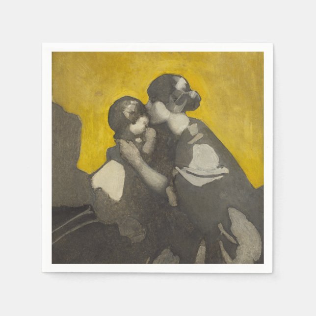 Guardanapo De Papel Mãe e Criança (por Norah Neilson Cinza) (Frente)