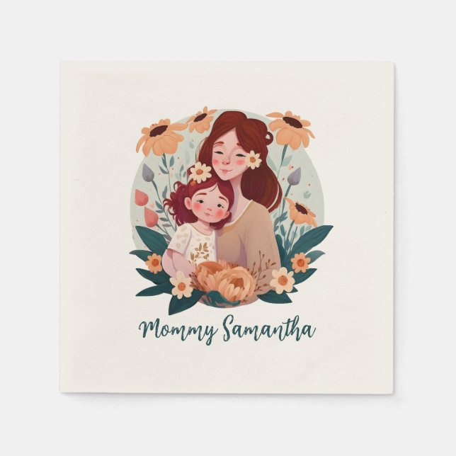 Guardanapo De Papel Mãe e Filha Adoráveis - Quadro Floral (3) (Frente)