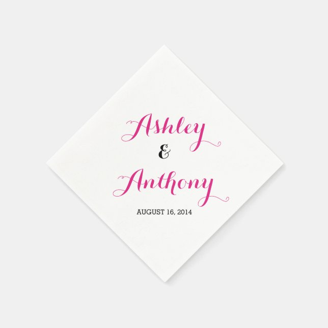 Guardanapo De Papel Magenta Cor-de-rosa Negra Noite Casamento Napkin (Canto)