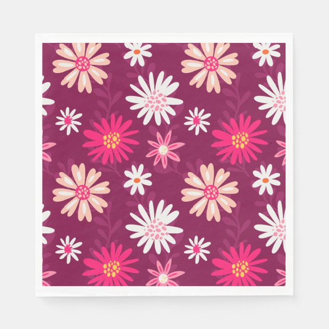 Guardanapo De Papel Magenta Daisy Design (Frente)
